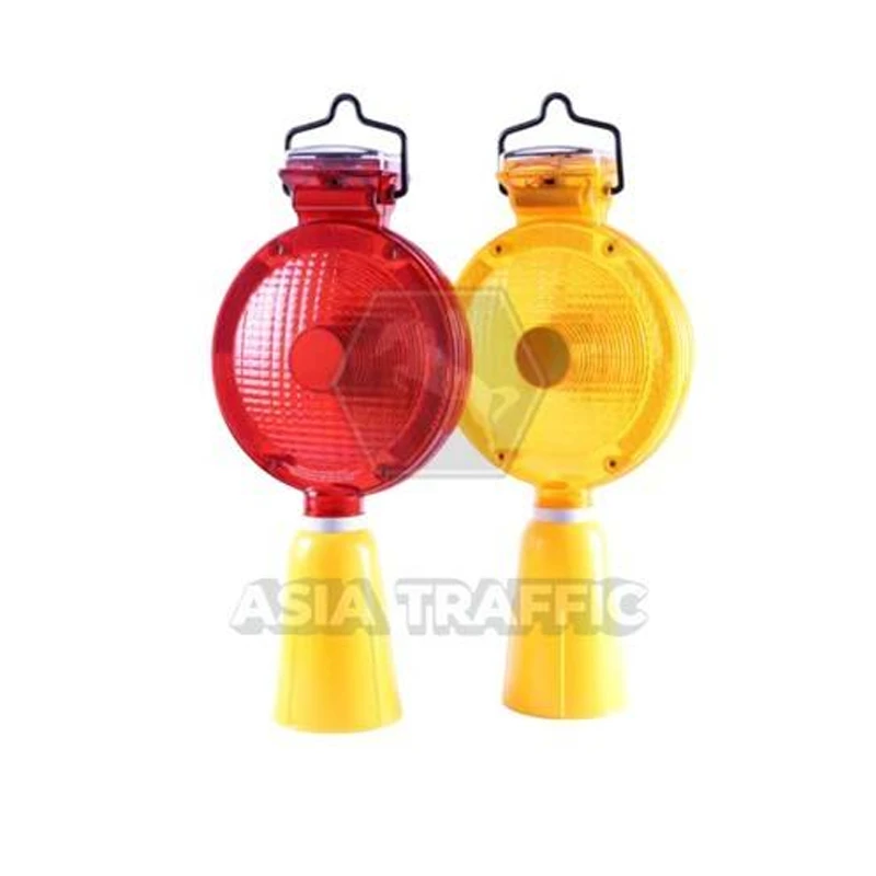  ไฟกระพริบติดกรวยโซลล่าเซลล์ฐานวงกลม ไฟกระพริบโซล่าเซลล์