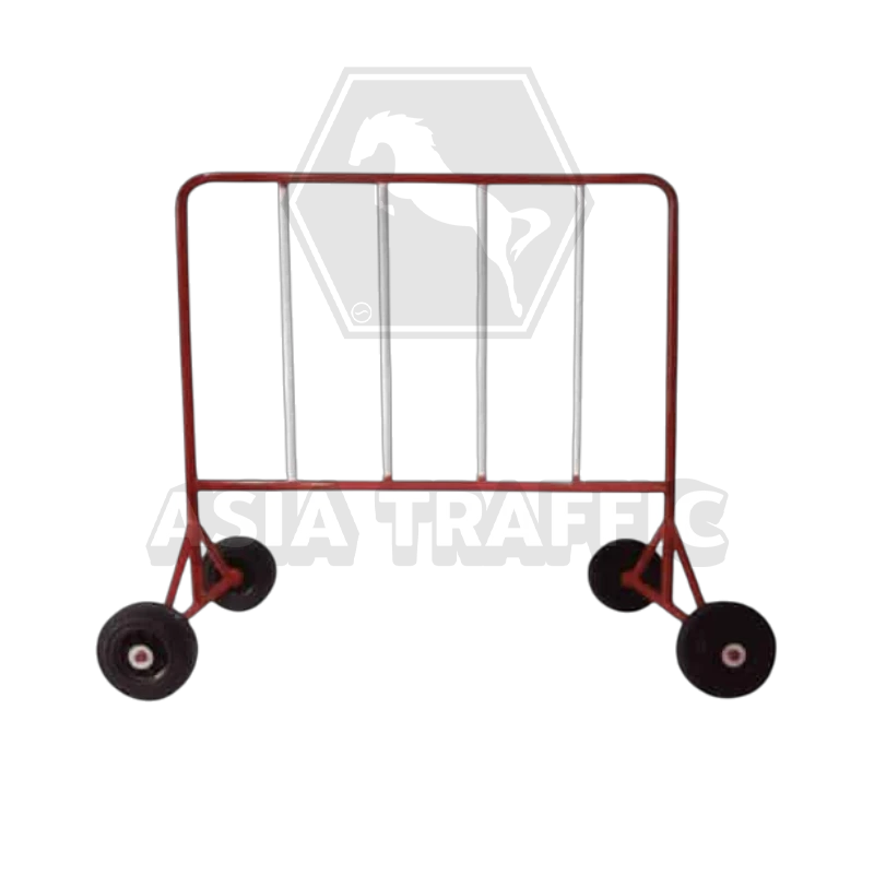 แผงกั้นจราจรสีแดงขาว มีล้อ แผงกั้นจราจร เหล็กสแตนเลส