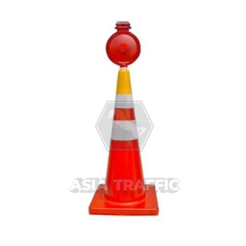 ไฟจราจรโซล่าเซลล์ครอบกรวย ไฟกระพริบโซล่าเซลล์