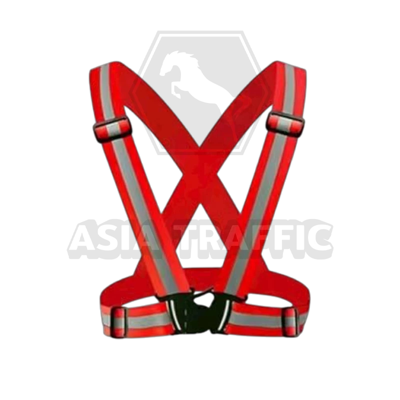 เสื้อกั๊กสะท้อนแสง ชนิดสายรัดปรับได้ สีแดง เสื้อสะท้อนแสง