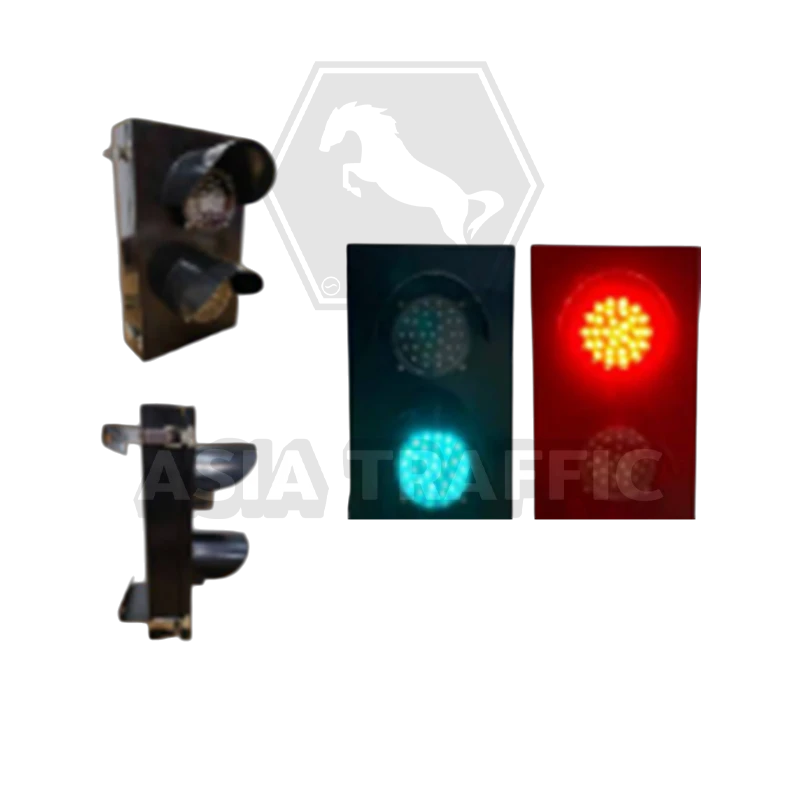 ไฟจราจร 100 mm 2 ดวงโคม ป้ายจราจรแจ้งเตือนพลังงานแสงอาทิตย์