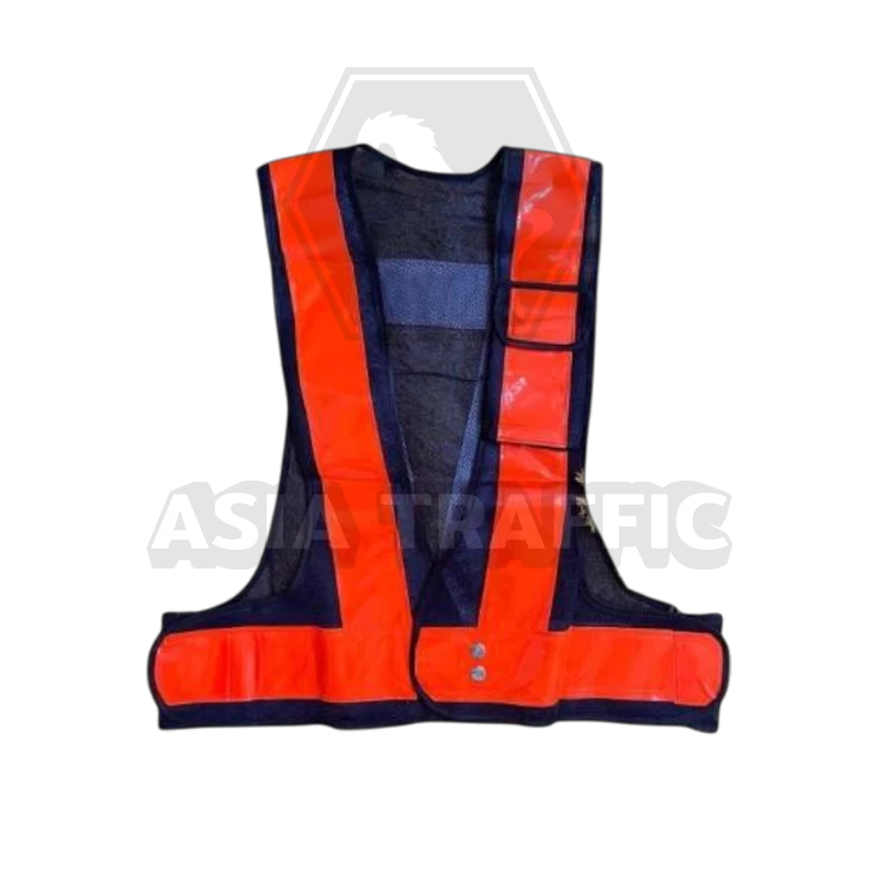 เสื้อกั๊กสะท้อนแสง ผ้าตาข่ายสีดำ เสื้อสะท้อนแสง