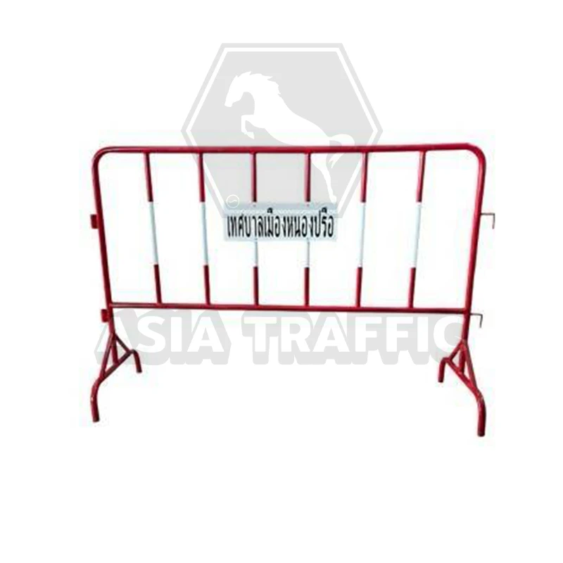 แผงกั้นจราจรแบบขาตั้ง ไม่มีล้อ 1.5 x 1 เมตร ติดชื่อหน่วยงาน แผงกั้นจราจร เหล็กสแตนเลส