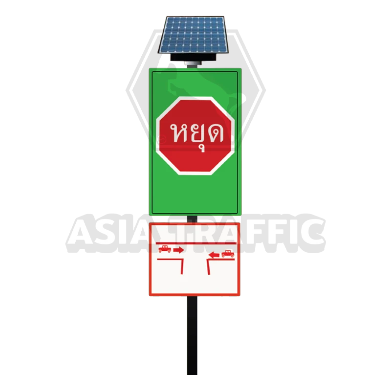   ป้ายแจ้งเตือนทางแยกพลังงานแสงอาทิตย์ ป้ายจราจรแจ้งเตือนพลังงานแสงอาทิตย์