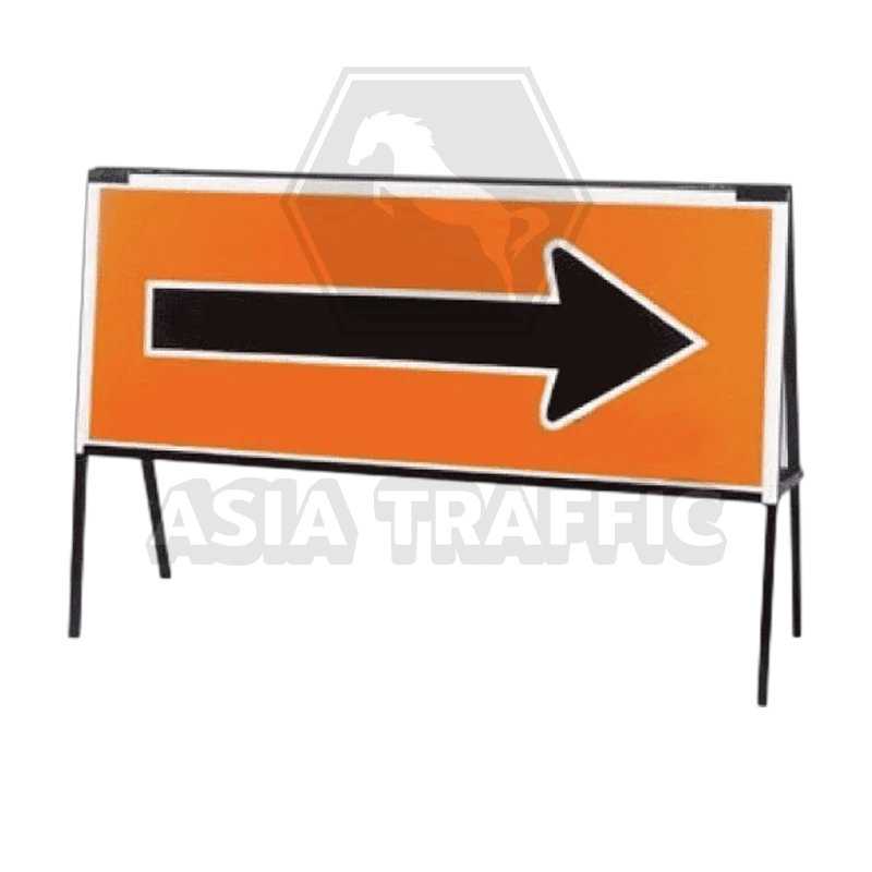  แผงกั้นจราจรมีรางสอดป้ายขนาด 100 x 150 Cm.  ป้ายขนาด 50 x 150 Cm. ขาตั้งเหล็ก