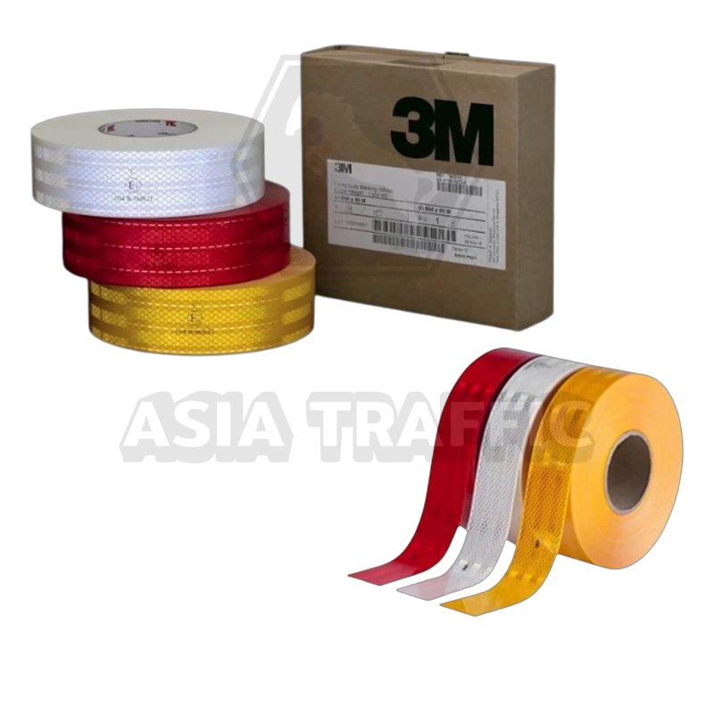 3M Diamond Grade แถบสะท้อนแสง สติกเกอร์สะท้อนแสง สำหรับยานพาหนะ (สีเหลือง/แดง/ขาว) เทปกั้นเขต เทปตีเส้น และเทปสะท้อนแสง