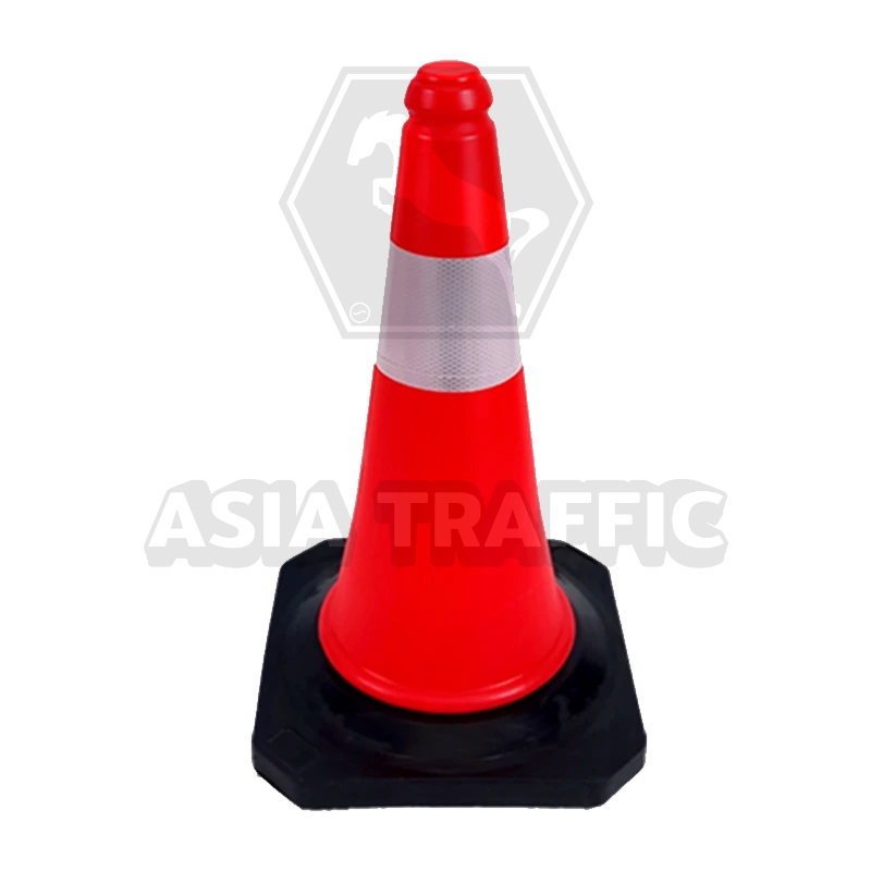กรวยจราจร PE ฐานยางดำ 50 ซม. กรวยจราจร