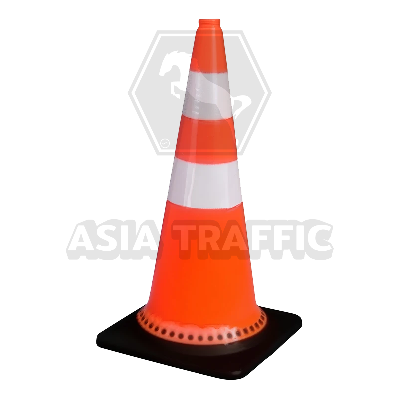 กรวยจราจร PE ฐานยางดำ 90 ซม. กรวยจราจร