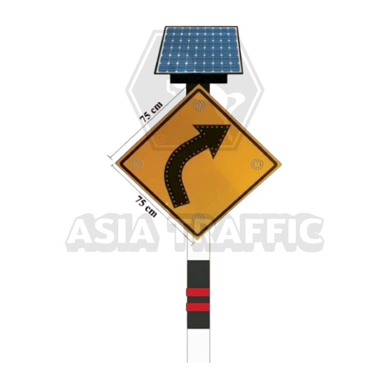 ป้ายเตือนทางโค้งพลังงานแสงอาทิตย์นี้ ป้ายจราจรแจ้งเตือนพลังงานแสงอาทิตย์