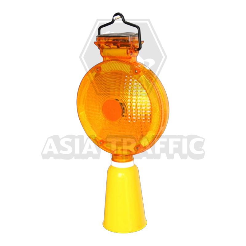  ไฟแฟลชโซล่าเซลล์ 7 นิ้ว สำหรับกรวยจราจร สีเหลือง ไฟเตือนกรวยจราจร