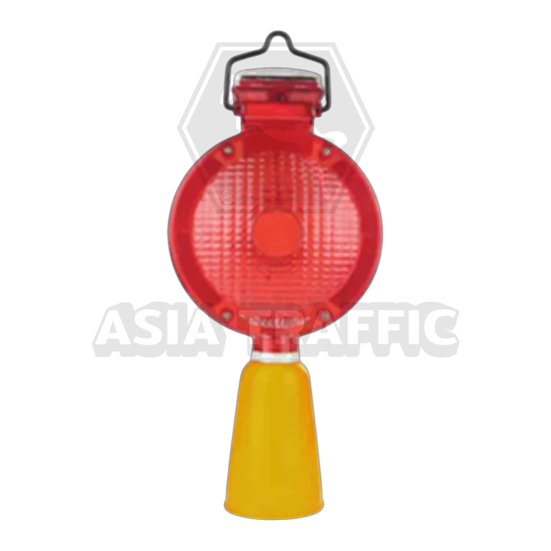  ไฟแฟลชโซล่าเซลล์ 7 นิ้ว สำหรับกรวยจราจร สีแดง ไฟเตือนกรวยจราจร