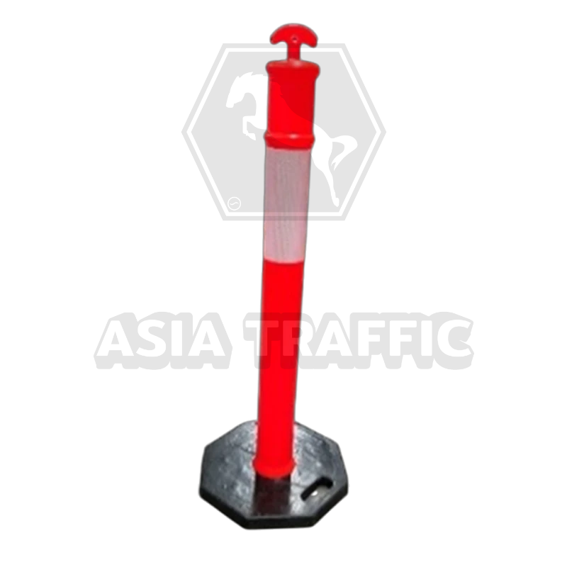 เสาล้มลุก PE ฐานยางดำ 8 เหลี่ยม เสาล้มลุก